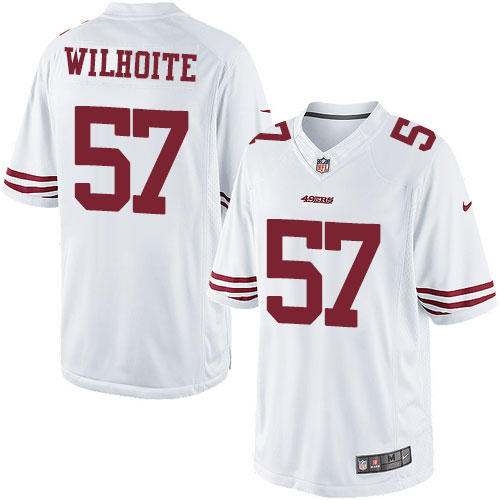 Men's Limited Michael Wilhoite Nike Jersey White Road - #57 NFL San Francisco 49ers